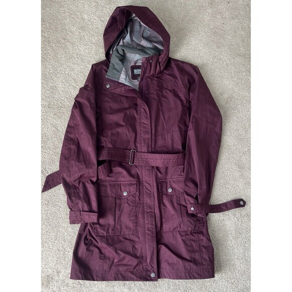 Outdoor Research Rain Jacket Womens Small Purple Envy Trench Coat Belted Hooded - Picture 1 of 10